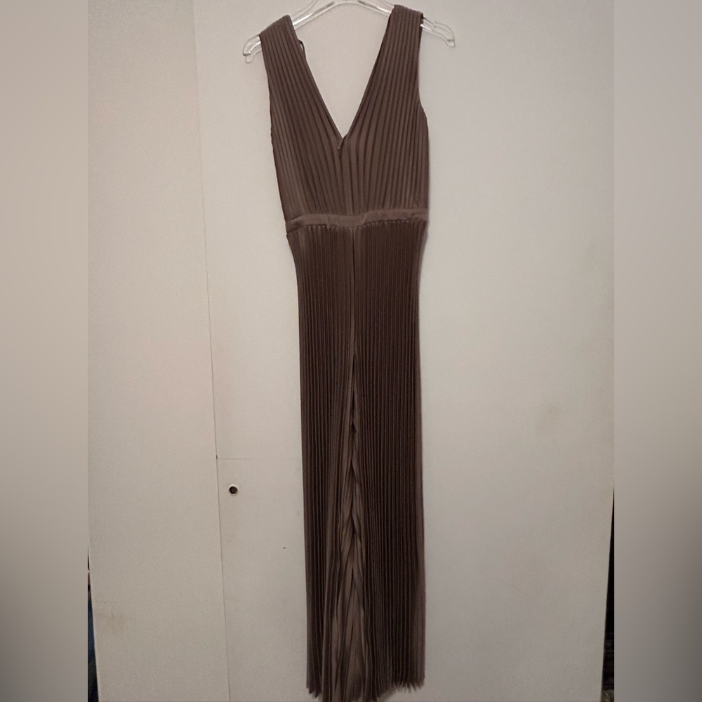 Babaton Chocolate Brown Pleated jumpsuit